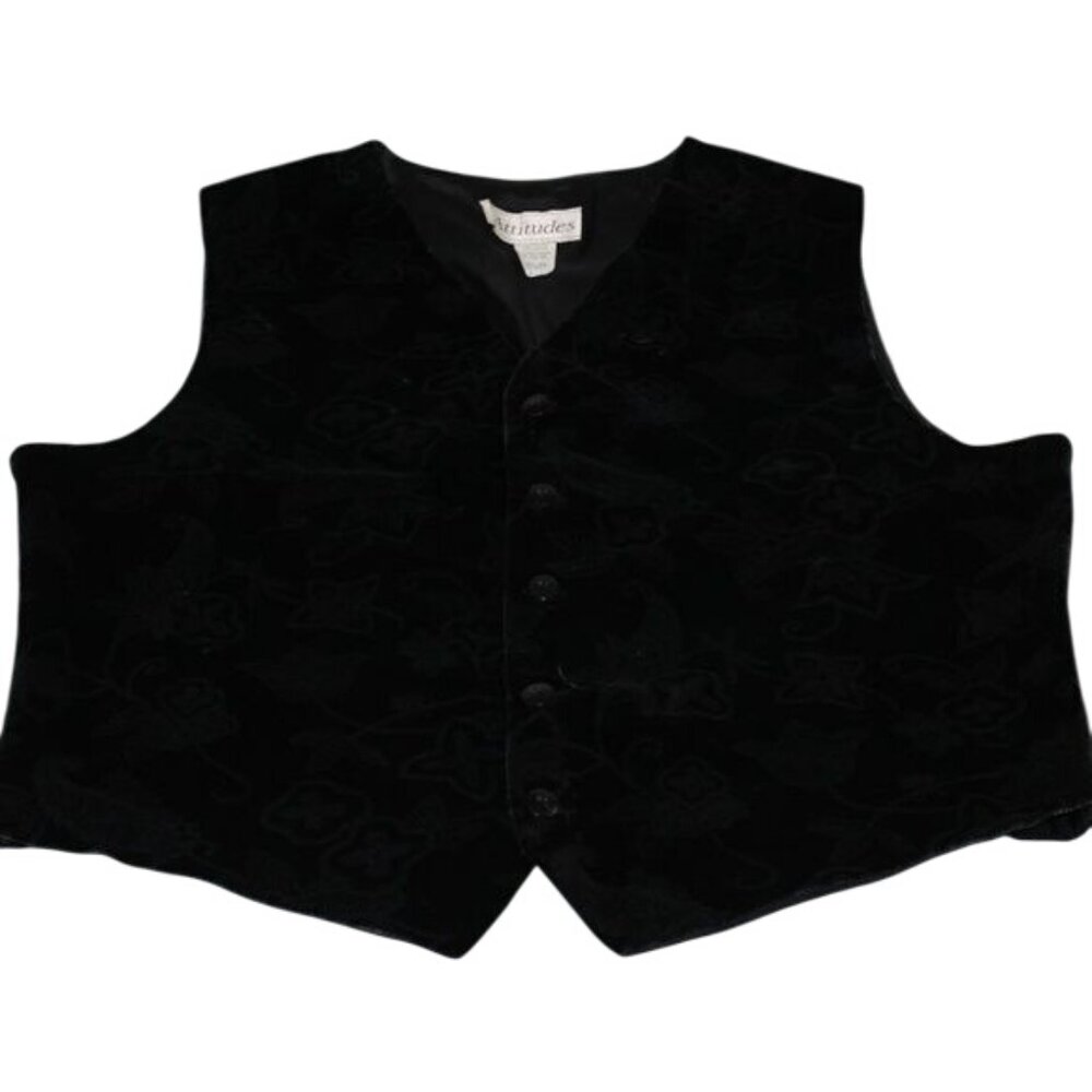 VTG Attitudes Large 5 Button Dress Velour Vest Waistcoat Formal Wedding Party - Picture 4 of 9